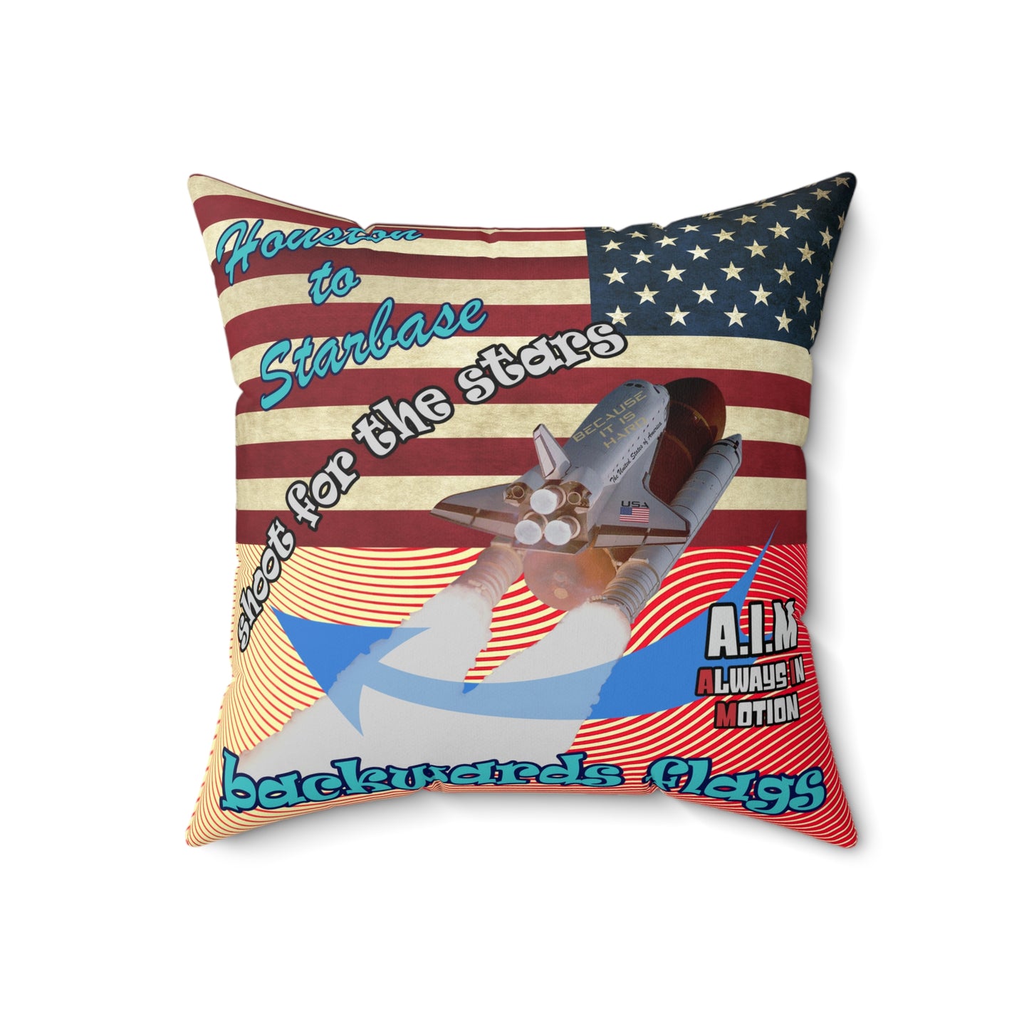 shoot for the stars - Spun Polyester Square Pillow - (yellow-orange wave)