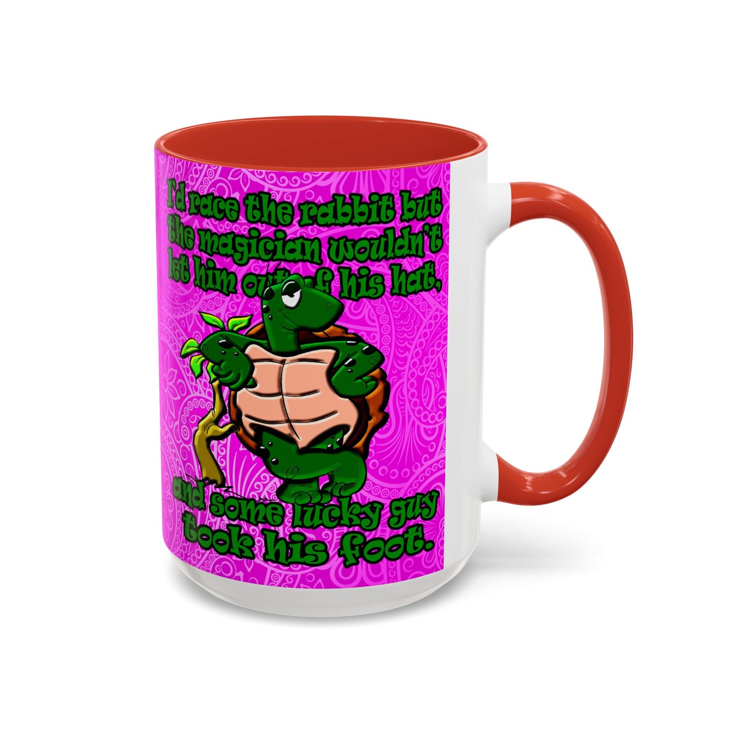 turtle race - Accent Mug (pink swirl)