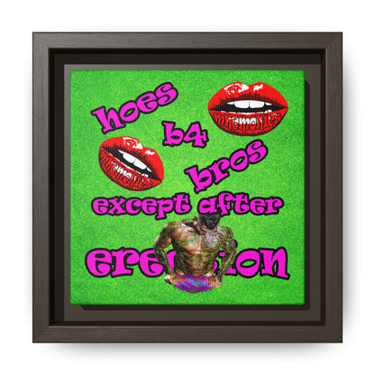 hoes b4 bros - framed canvas art (green turf)
