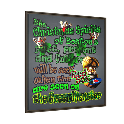christmas spirits of boston - framed canvas art (grey-light grey)