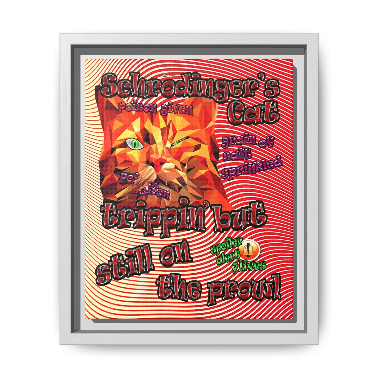 schrodinger's cat - framed canvas art (yellow-orange wave)