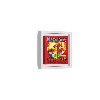 love peace - framed canvas art (dark red)