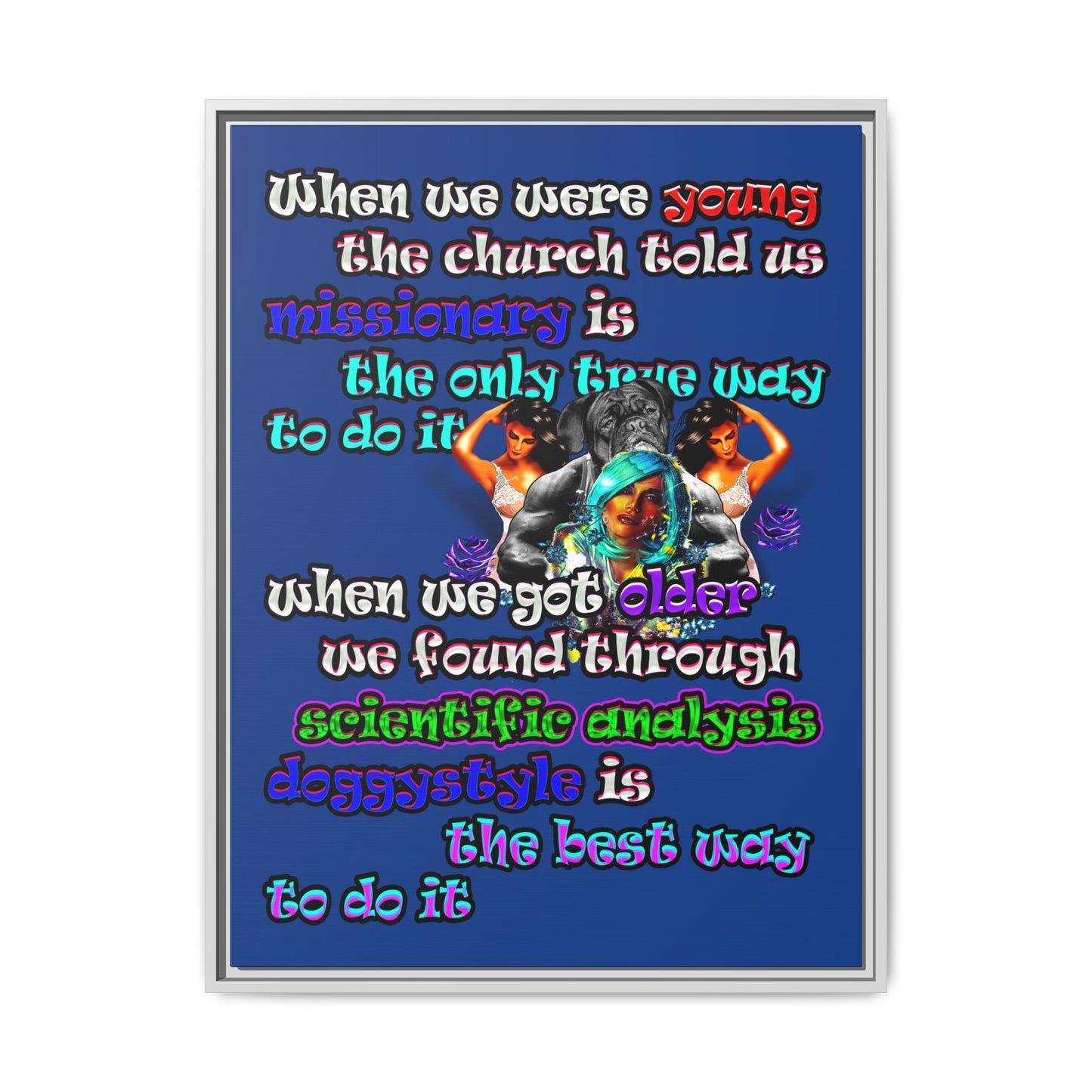 doggystyle - framed canvas art (dark blue)