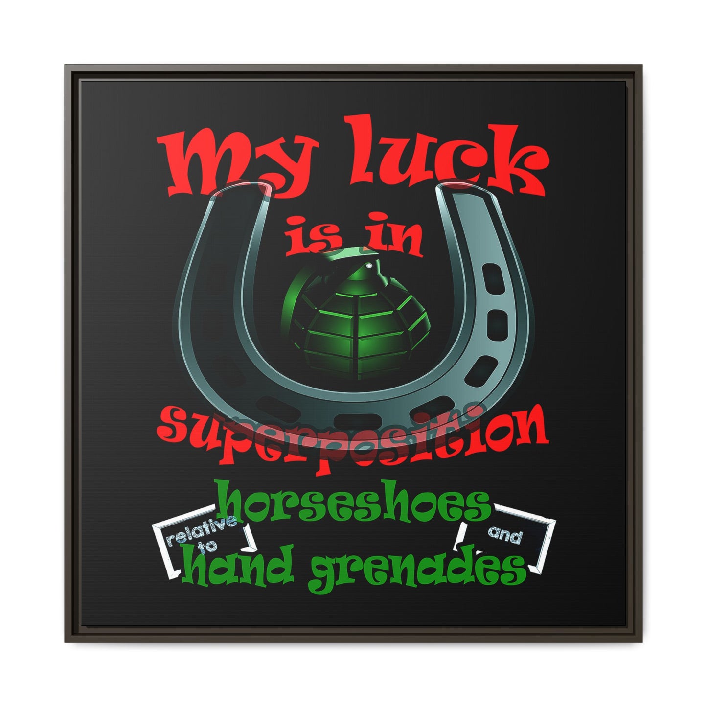 my luck - framed canvas art (black)