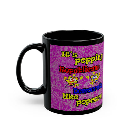 popping like popcorn - Black Mug (pink swirl)