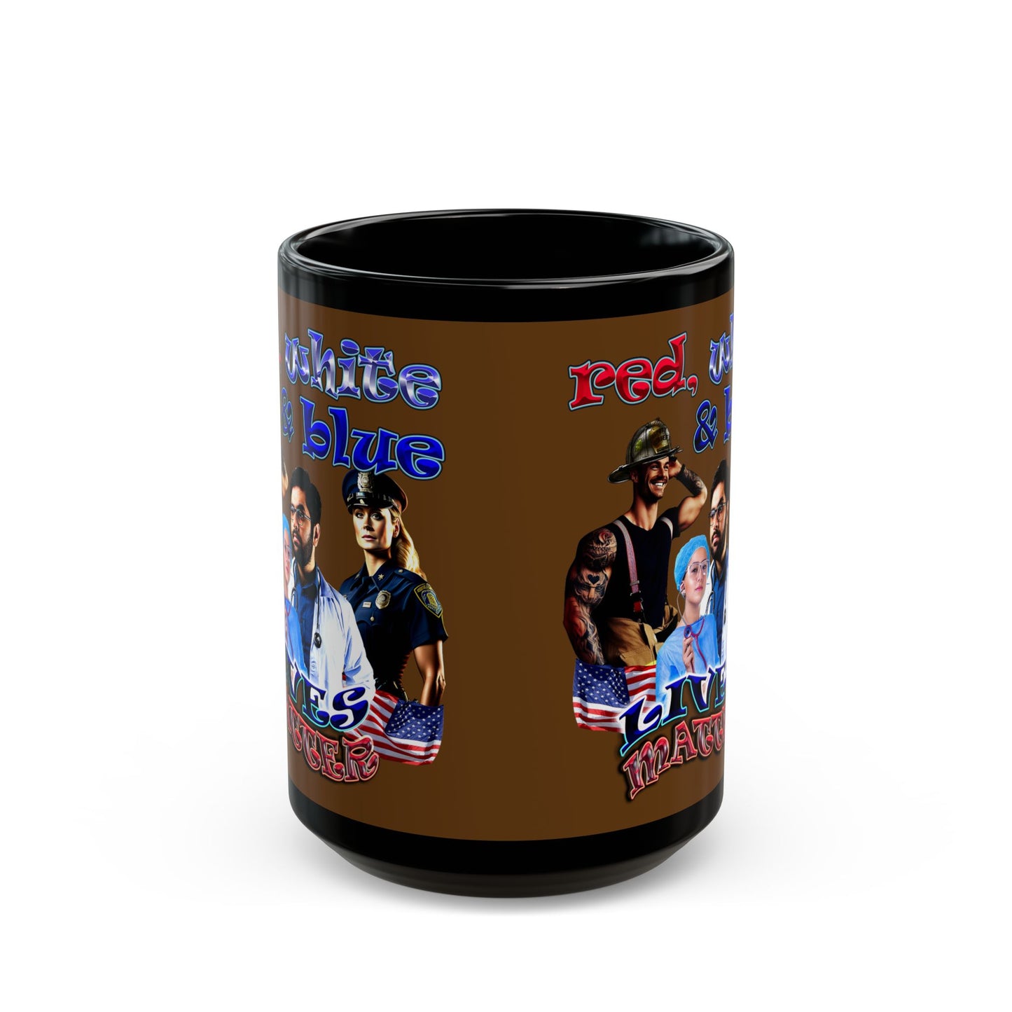 rw&b lives matter - Black Mug (brown)