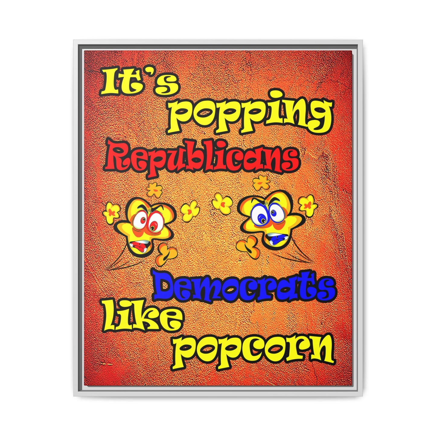 popping like popcorn - framed canvas art (burnt orange)