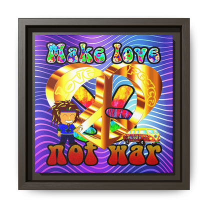 love peace - framed canvas art (purple wave)