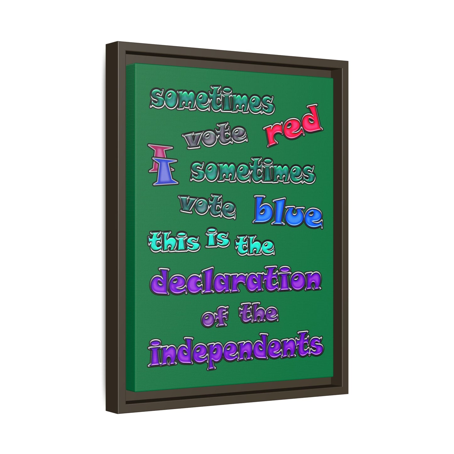 declaration of the independents - framed canvas art (dark green)