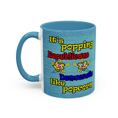 popping like popcorn - Accent Mug (faded dark blue)