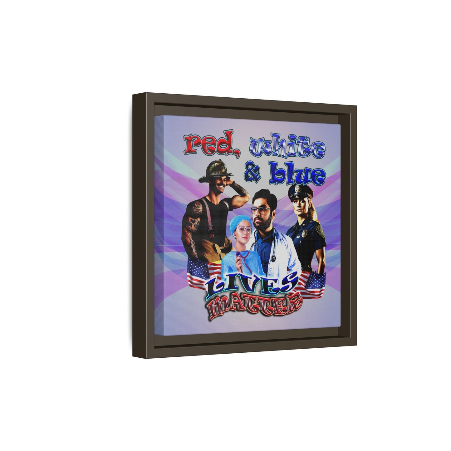 rw&b lives matter - framed canvas art (light blue-pink wave)
