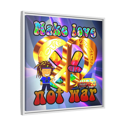 love peace - framed canvas art (grey-pink wave)