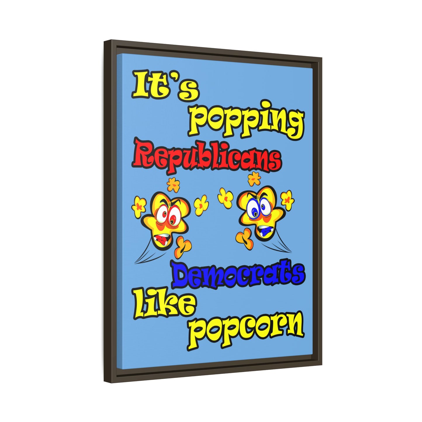 popping like popcorn - framed canvas art (light blue)