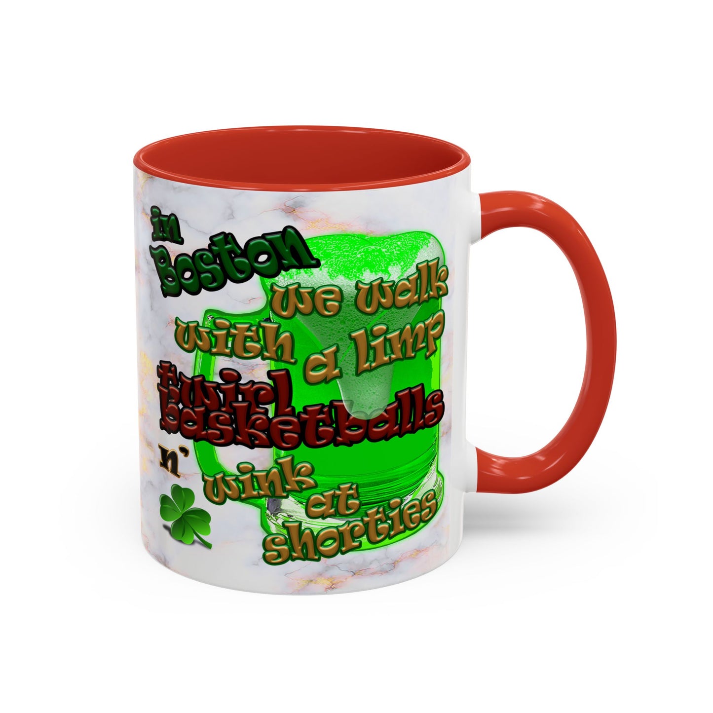celtics logo - Accent Mug (white marble)
