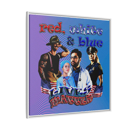 rw&b lives matter - framed canvas art (light blue-purple wave)