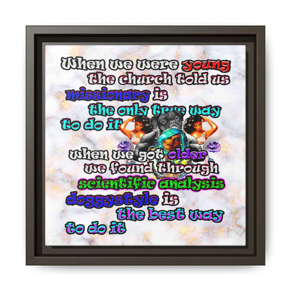 doggystyle - framed canvas art (white marble)