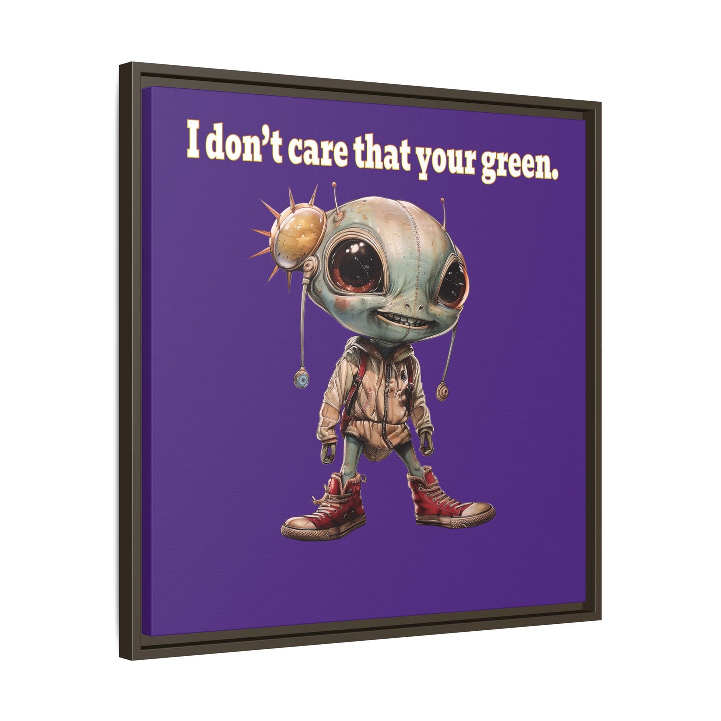 I don't care that your green - framed canvas art (purple)