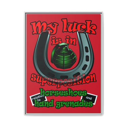 my luck - framed canvas art (dark red)