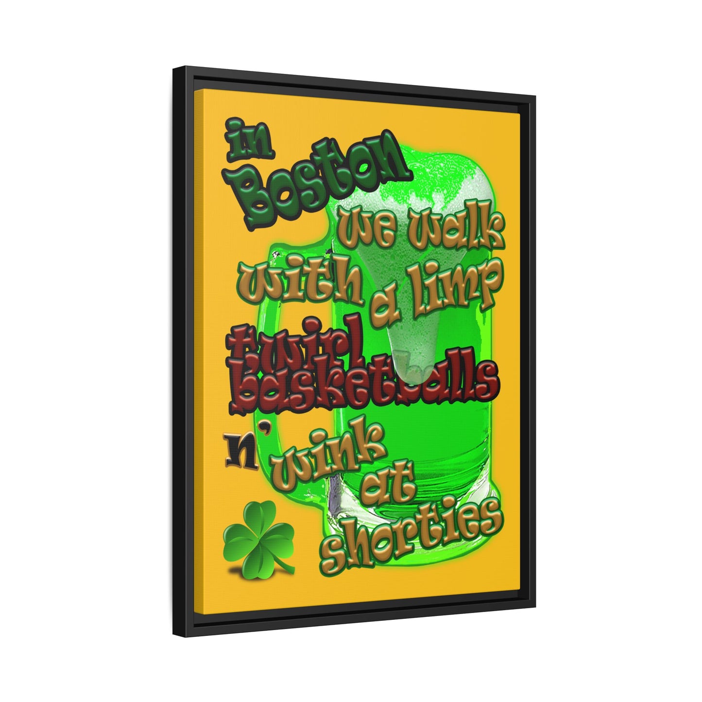 celtics logo - framed canvas art (yellow)