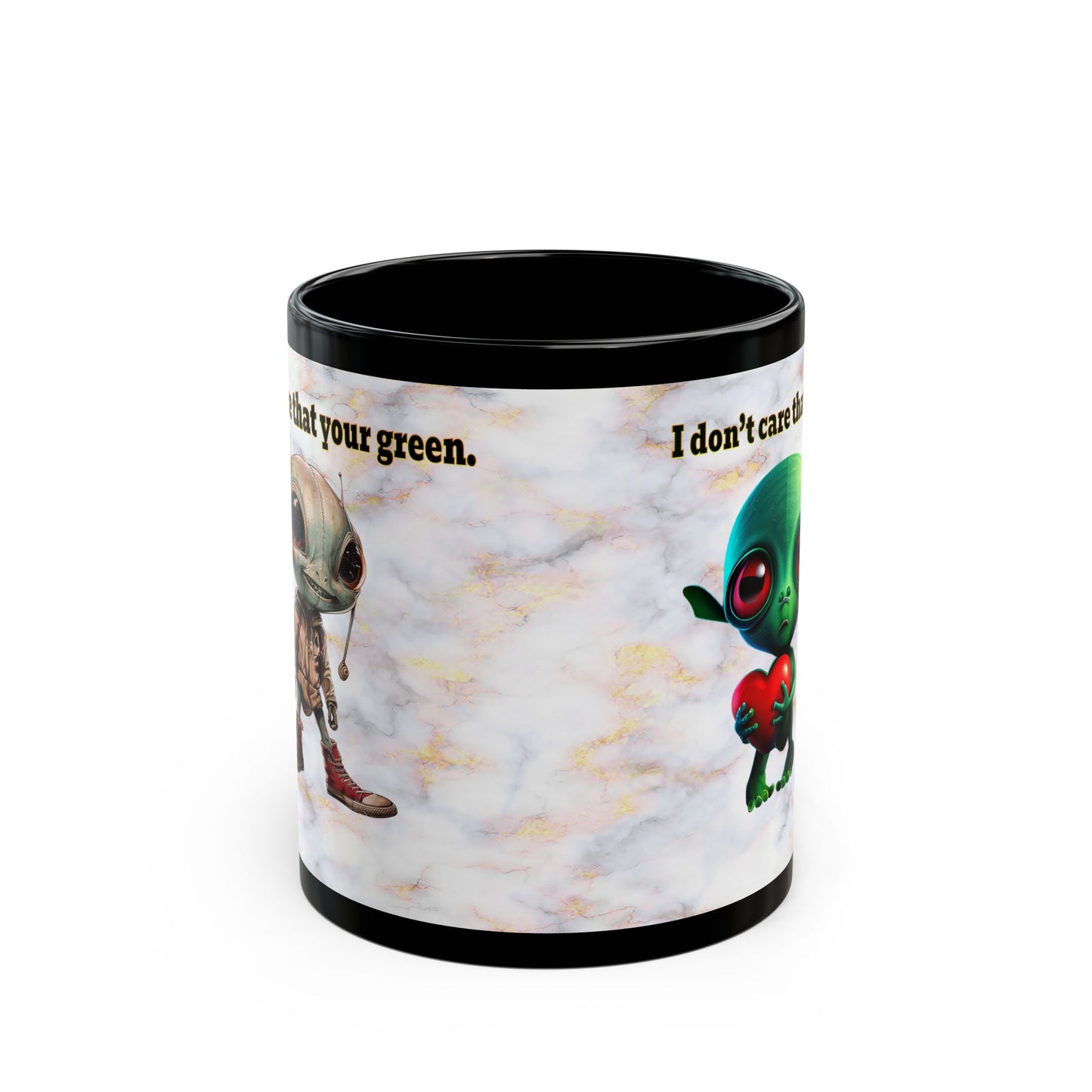 I don't care that your grey - Black Mug (white marble)