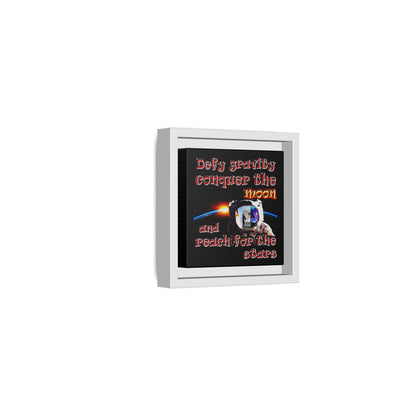 defy conquer reach - framed canvas art (black)