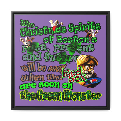 christmas spirits of boston - framed canvas art (light purple)
