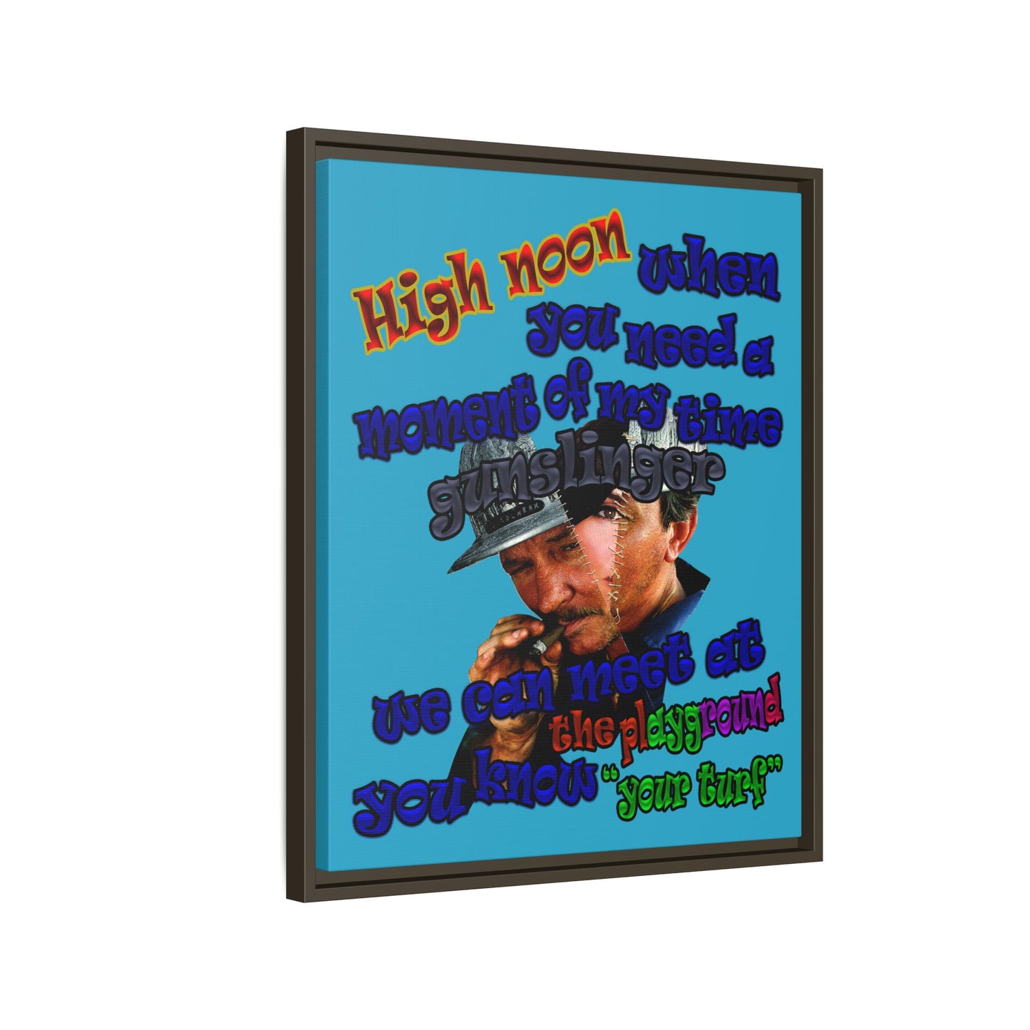 high noon - framed canvas art (turquoise)