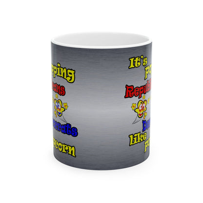 popping like popcorn - White Mug (brushed nickel)