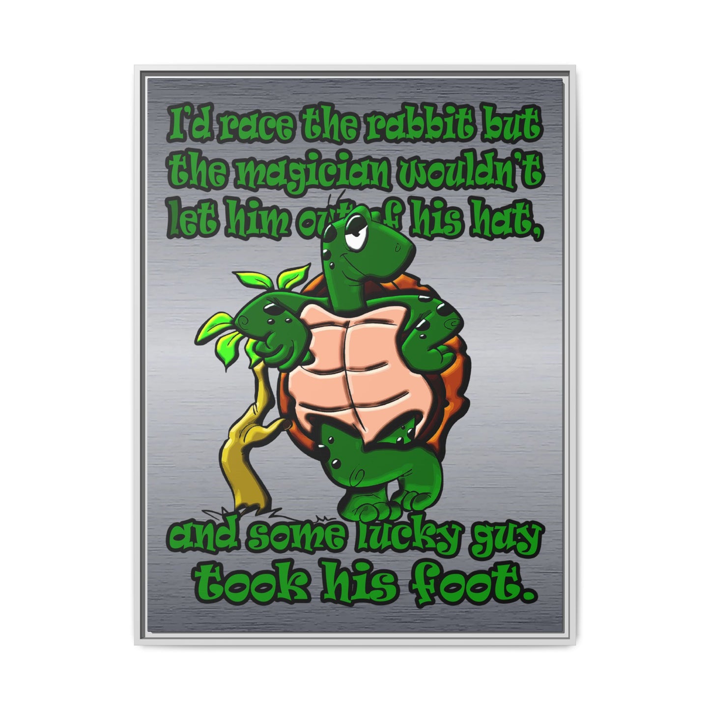 turtle race - framed canvas art (brushed nickel)