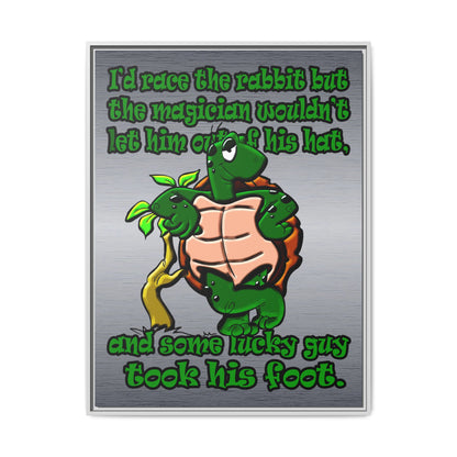 turtle race - framed canvas art (brushed nickel)