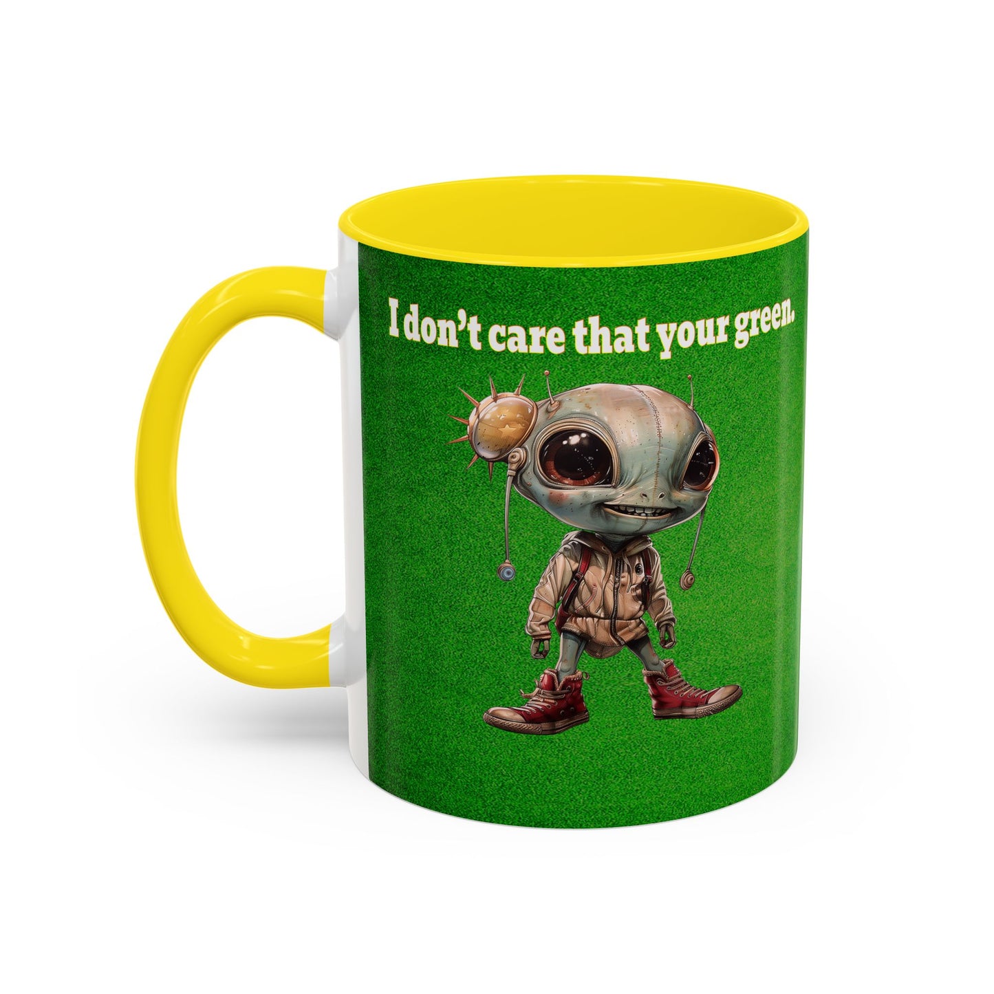 I don't care that your grey - Accent Mug (green turf)
