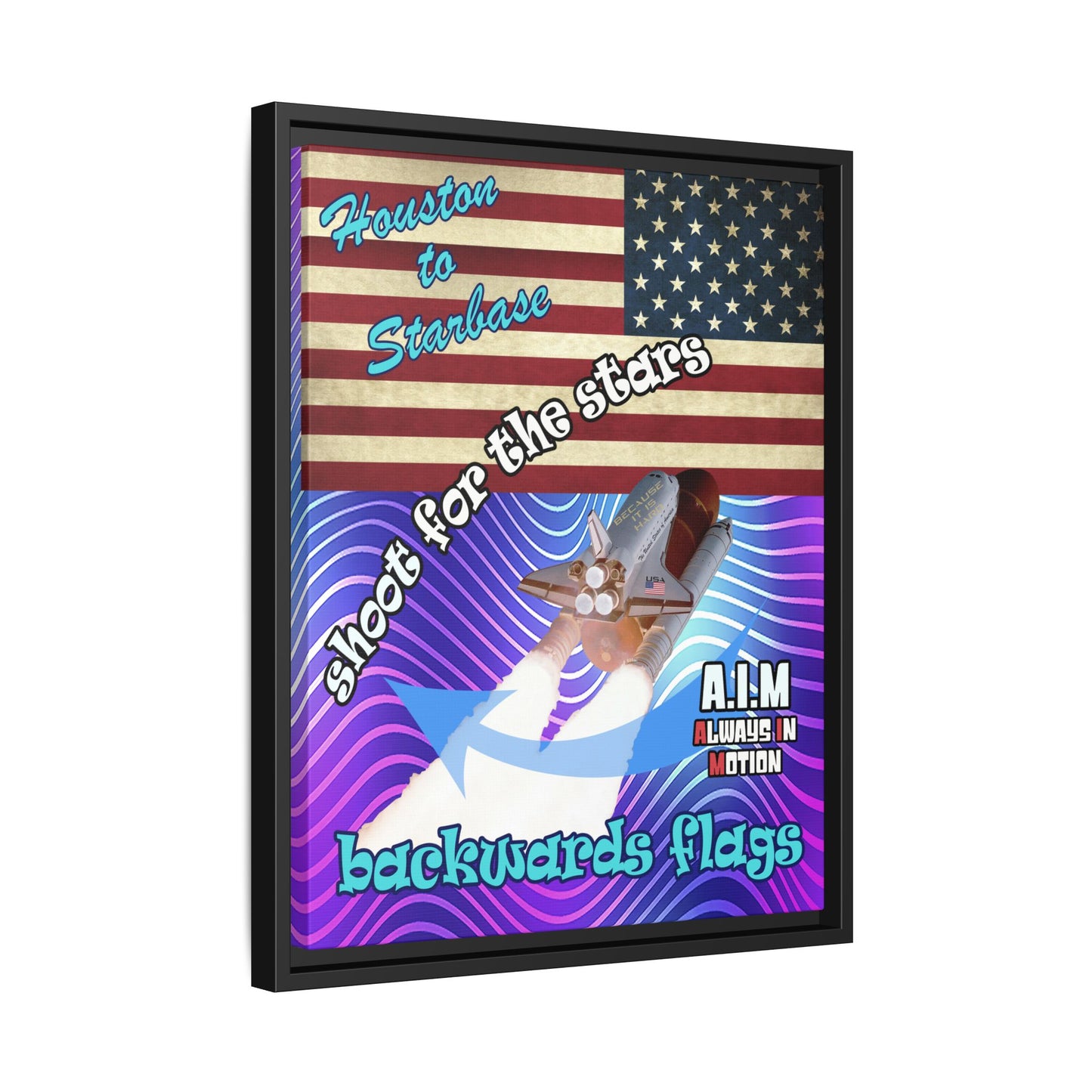 shoot for the stars - framed canvas art (purple wave)
