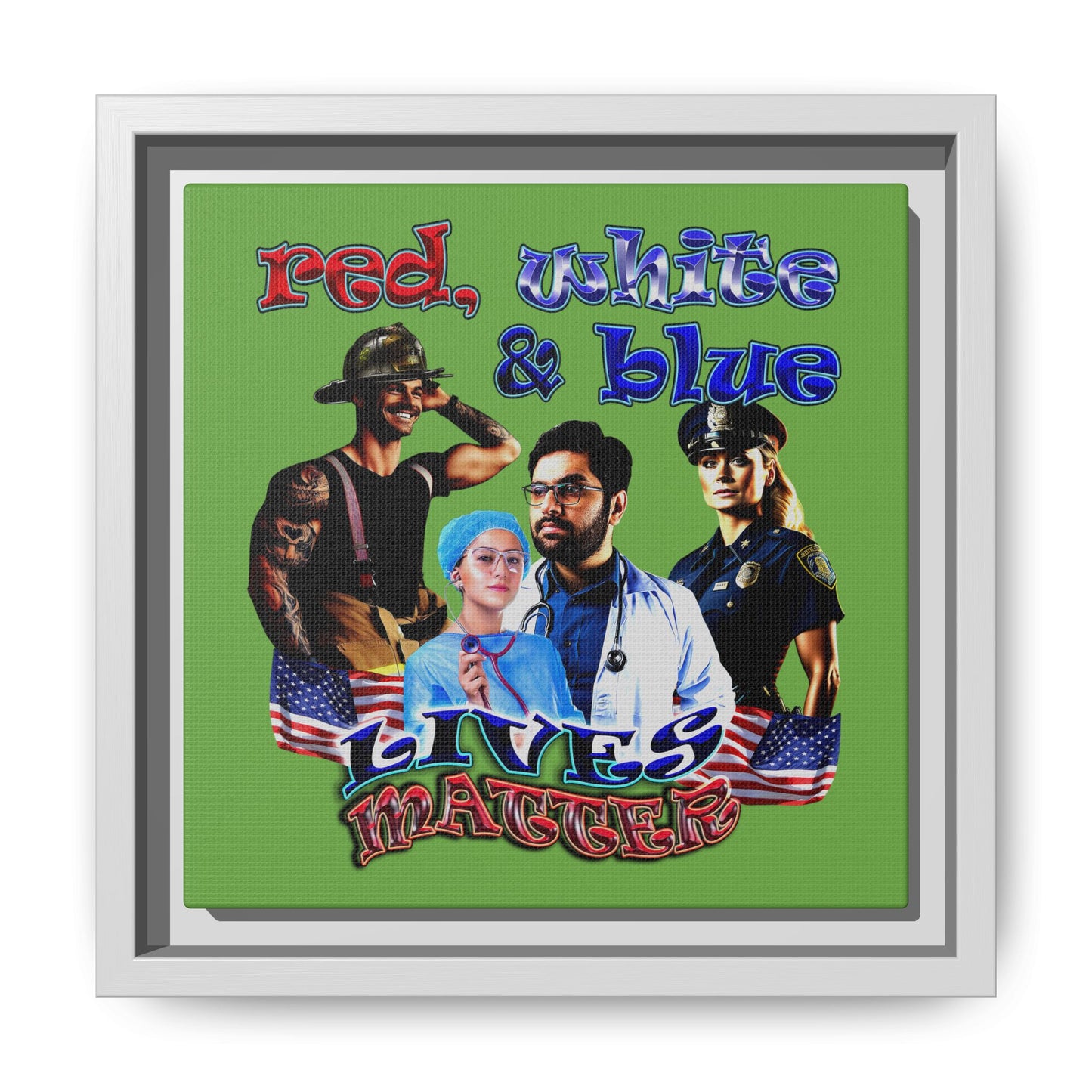 rw&b lives matter - framed canvas art (green)
