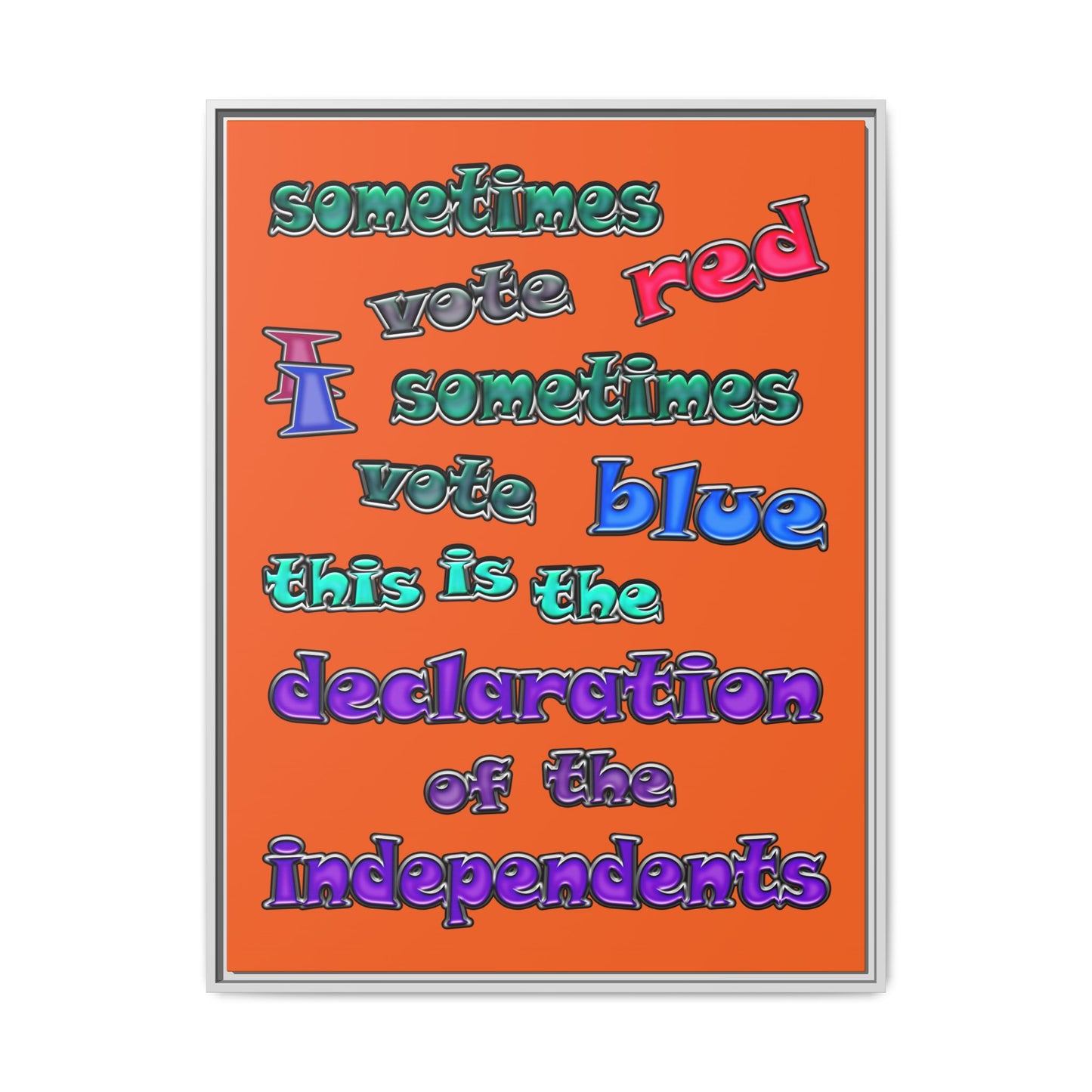 declaration of the independents - framed canvas art (orange)