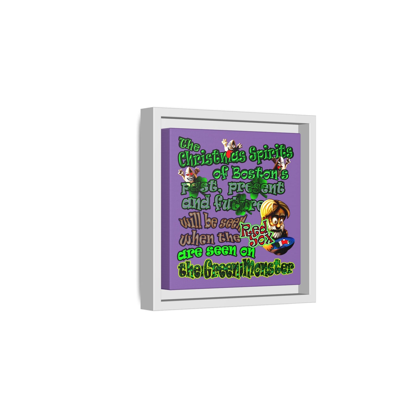 christmas spirits of boston - framed canvas art (light purple)