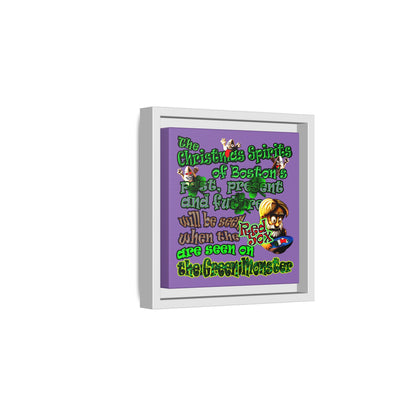 christmas spirits of boston - framed canvas art (light purple)