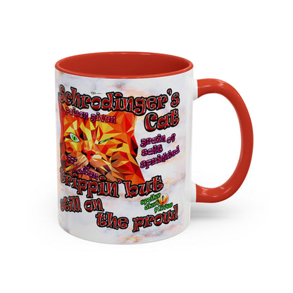 schrodinger's cat - Accent Mug (white marble)