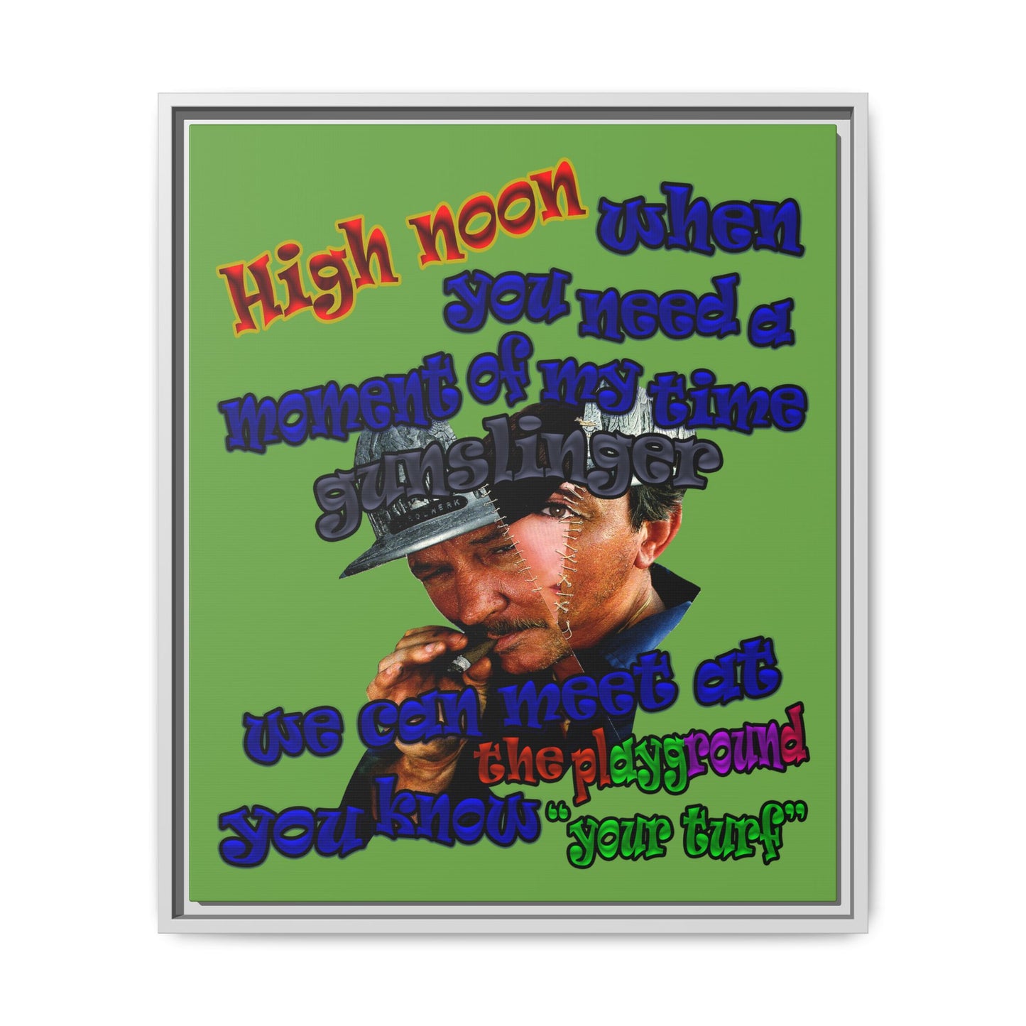 high noon - framed canvas art (green)