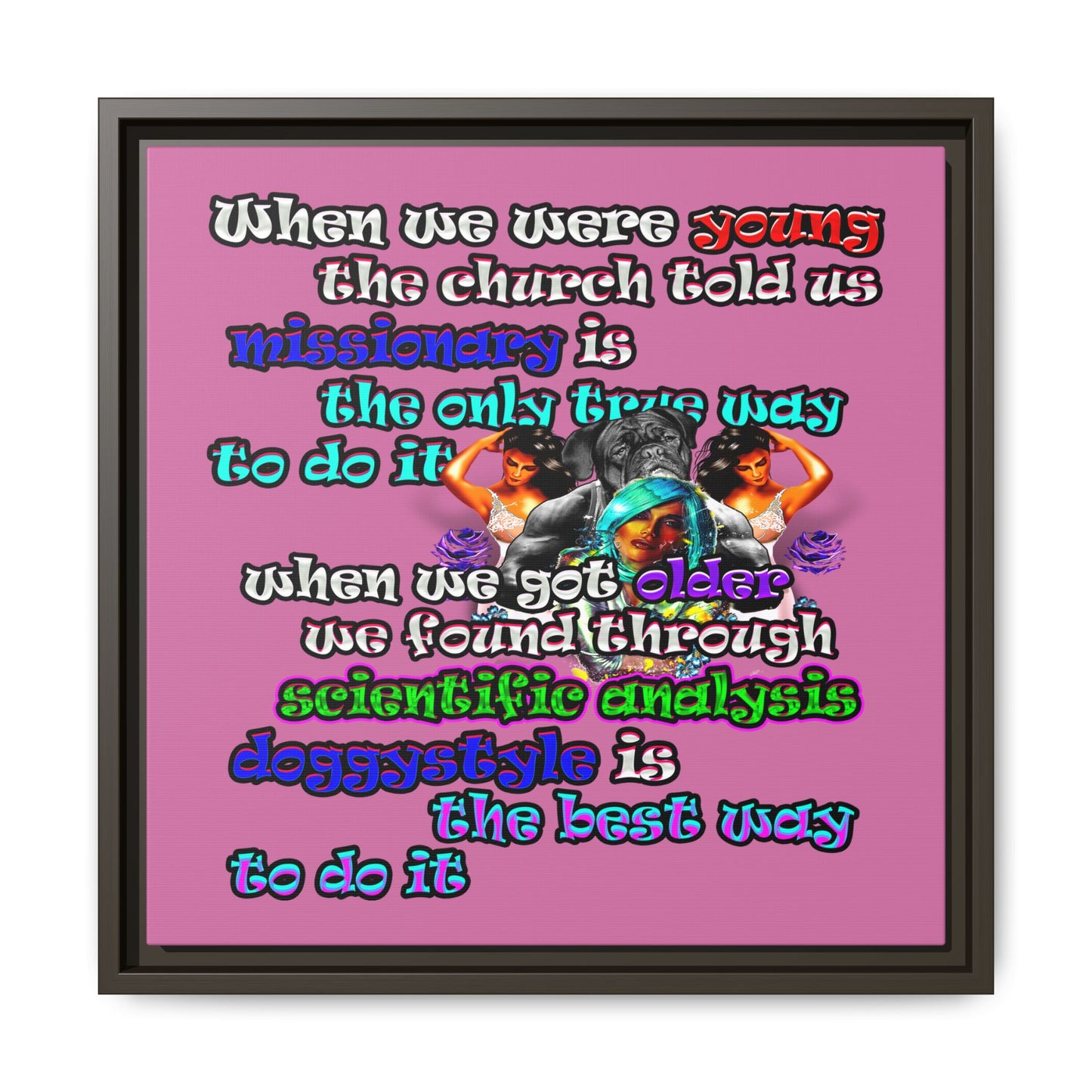 doggystyle - framed canvas art (light pink)