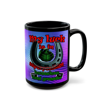 my luck - Black Mug (purple wave)