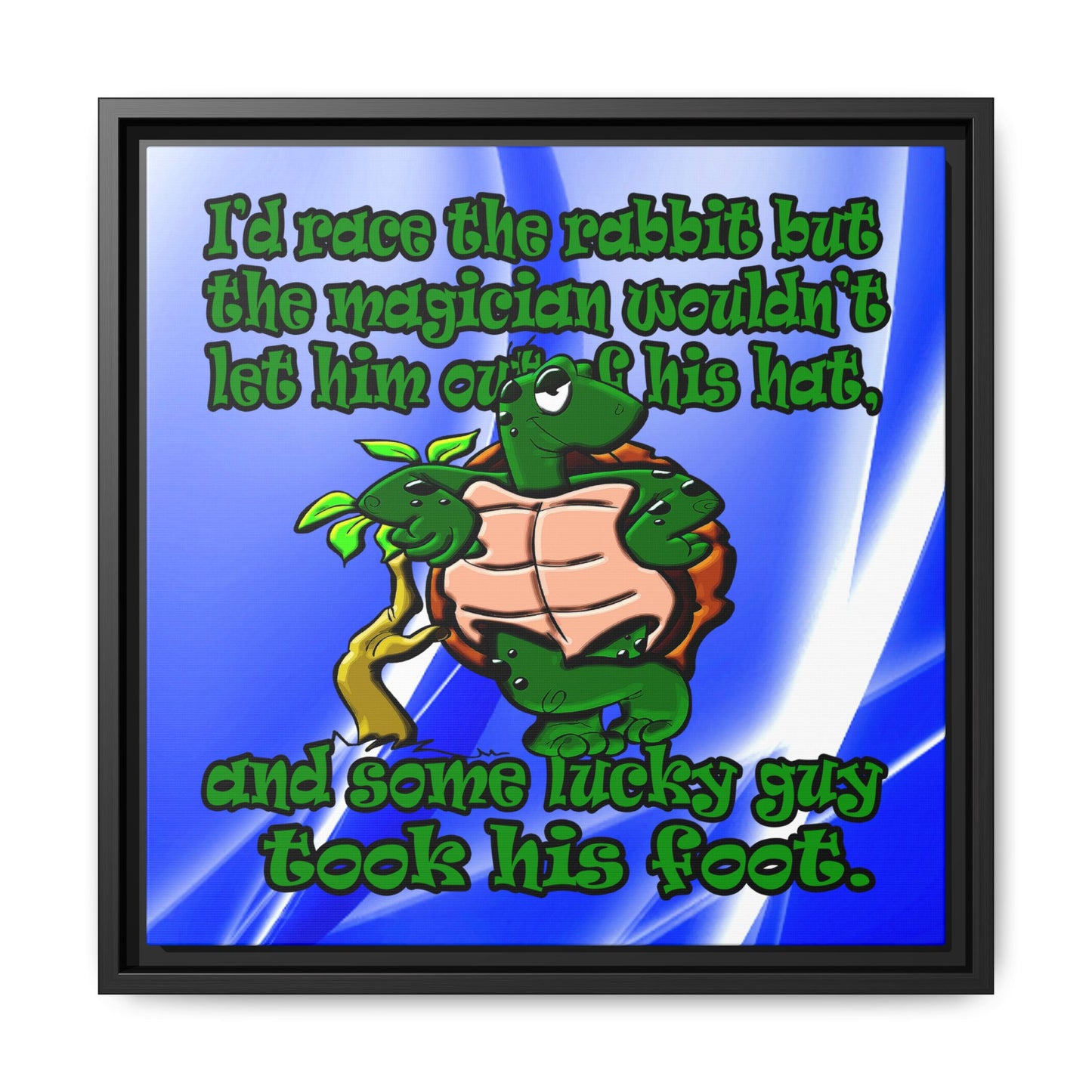 turtle race - framed canvas art (blue-white wave)