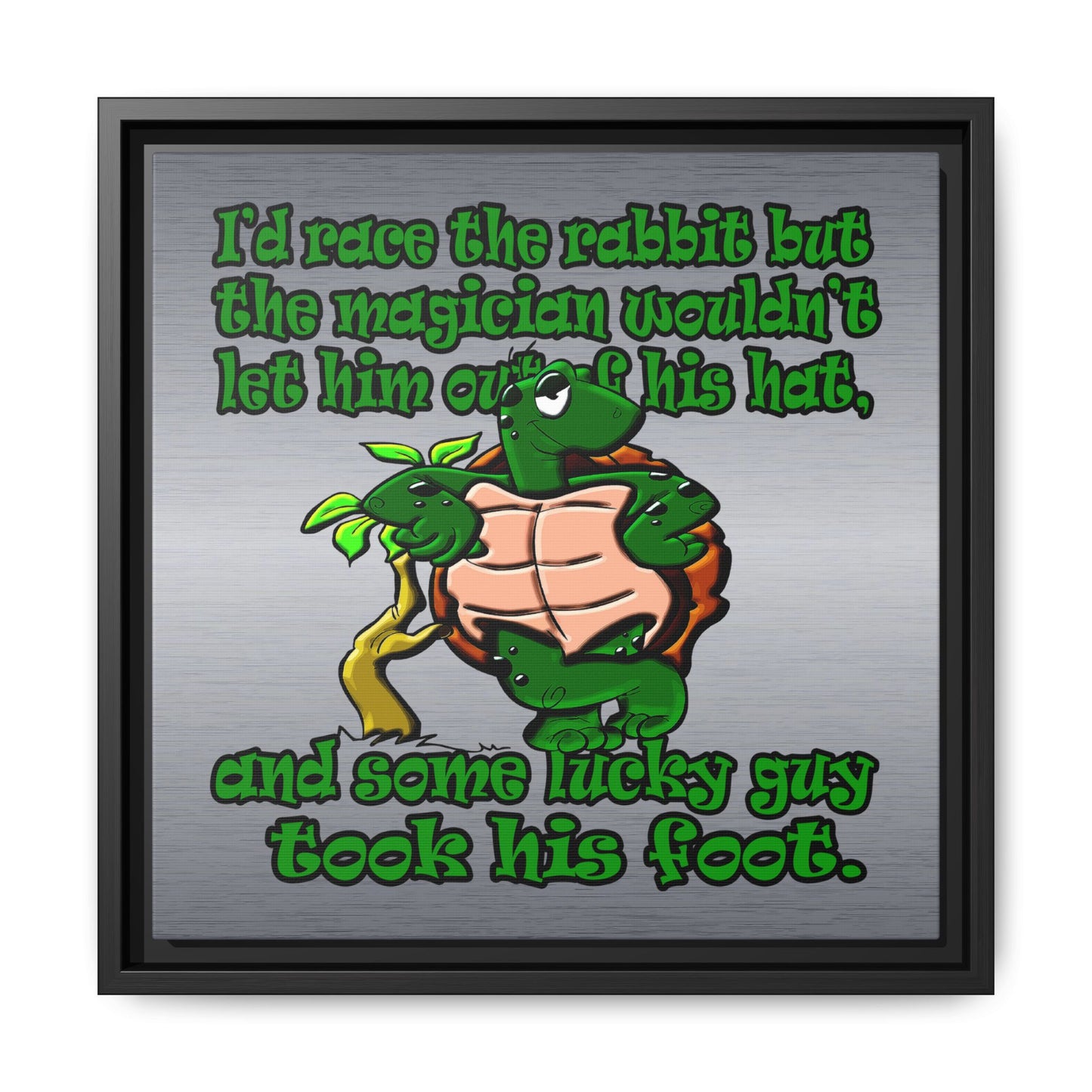 turtle race - framed canvas art (brushed nickel)
