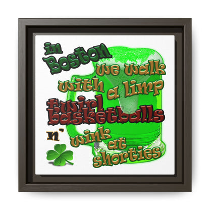 celtics logo - framed canvas art (white)