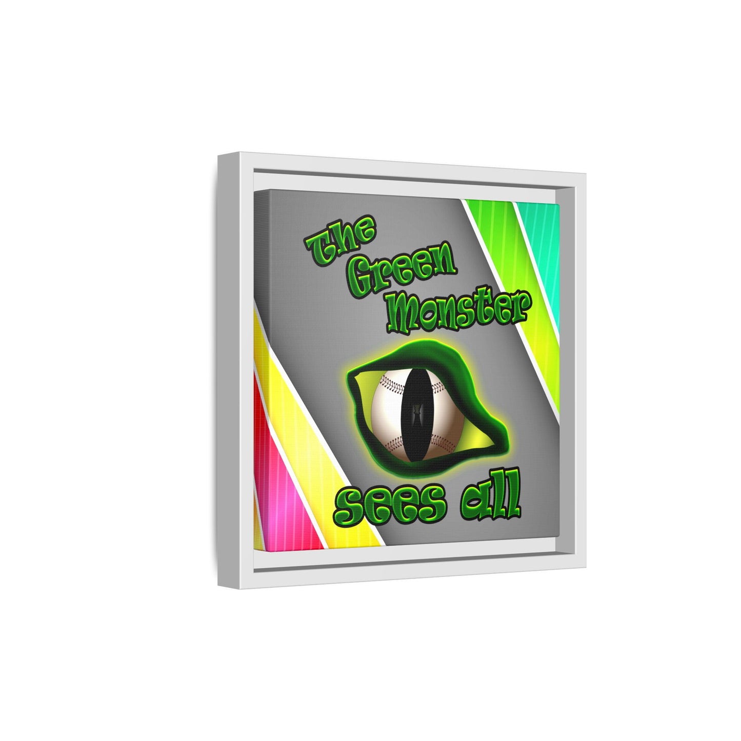 green monster - framed canvas art (rainbow split)