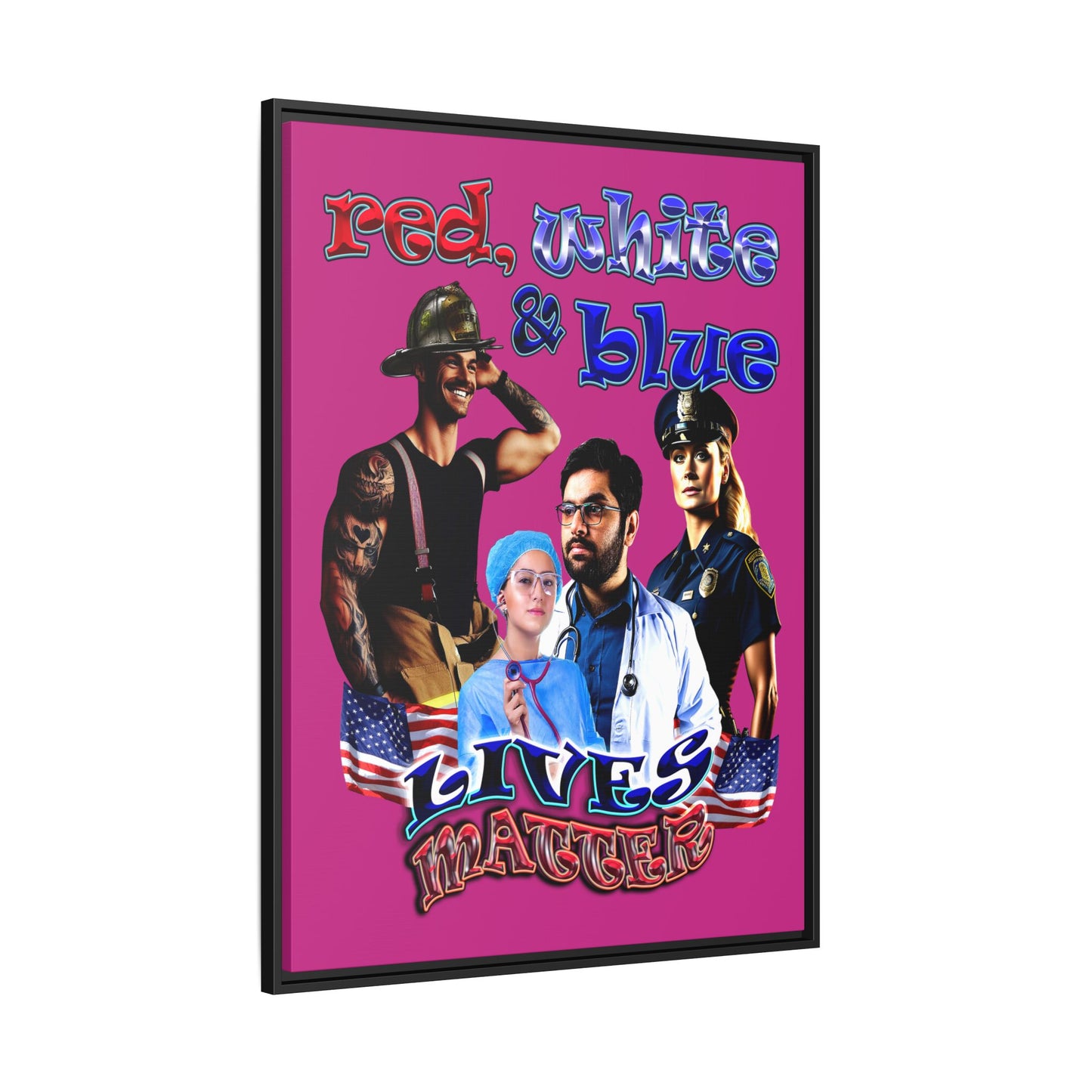 rw&b lives matter - framed canvas art (pink)