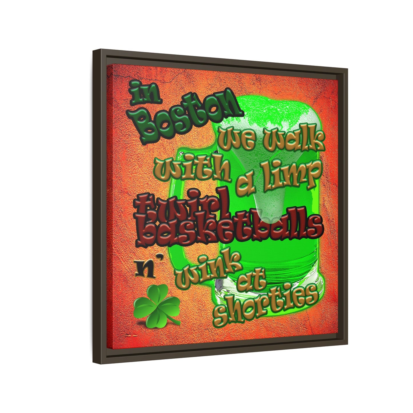 celtics logo - framed canvas art (burnt orange)