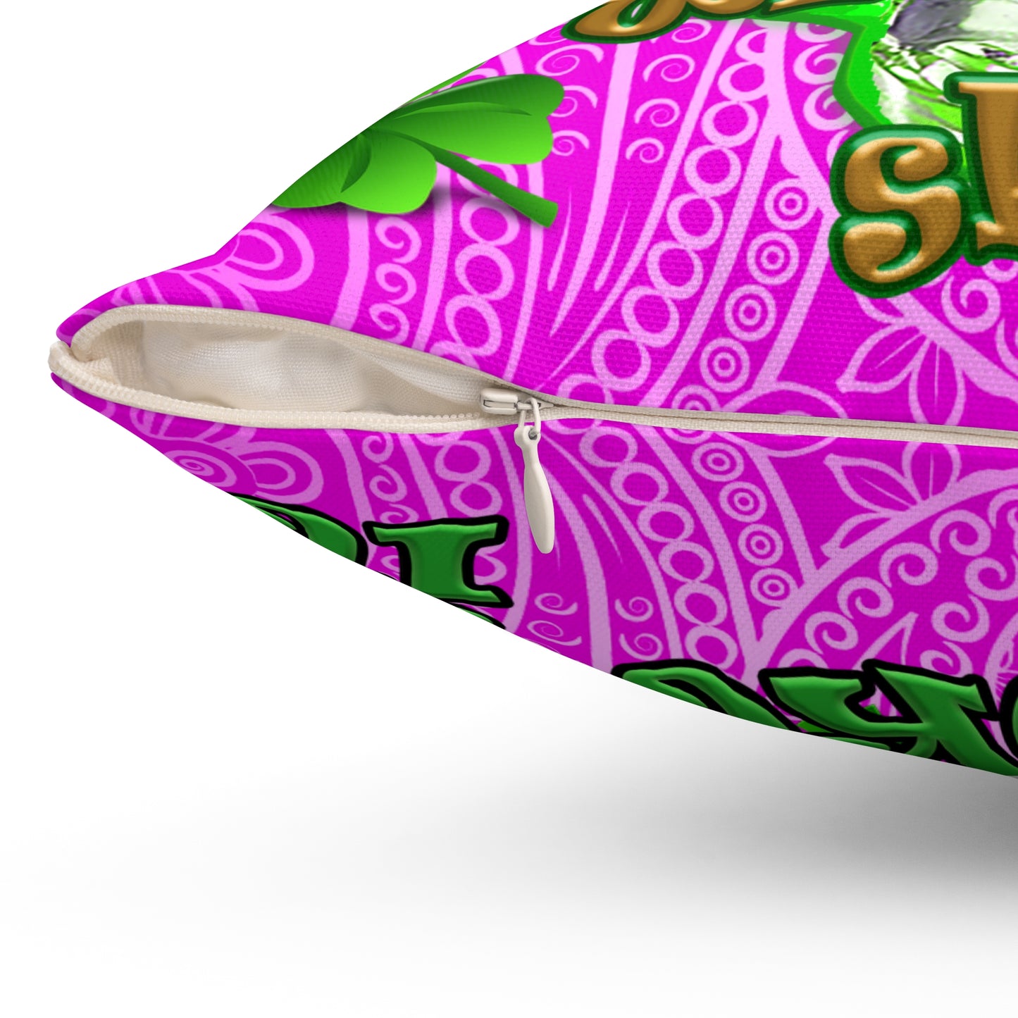 celtics logo - Spun Polyester Square Pillow - (pink swirl)