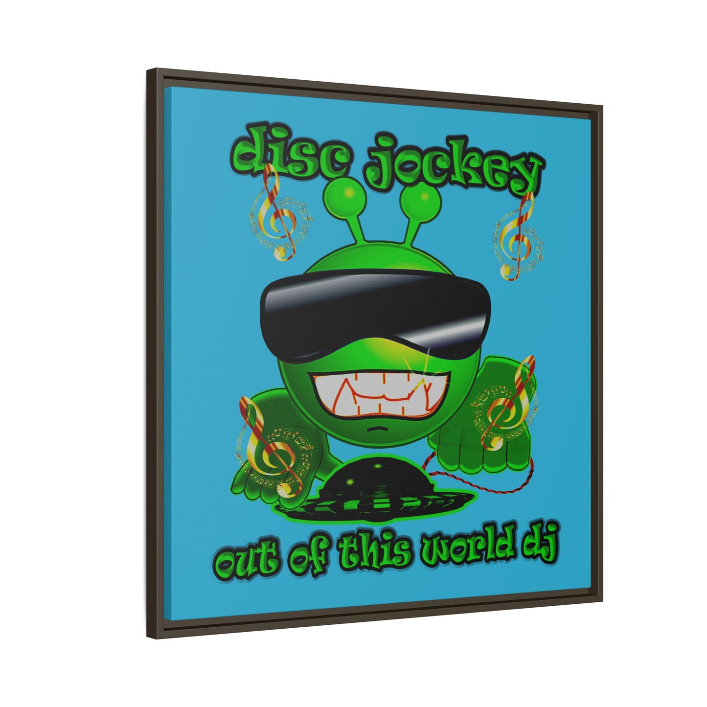 disc jockey - framed canvas art (turquoise)