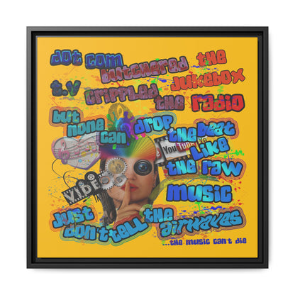 drop the beat - framed canvas art (yellow)