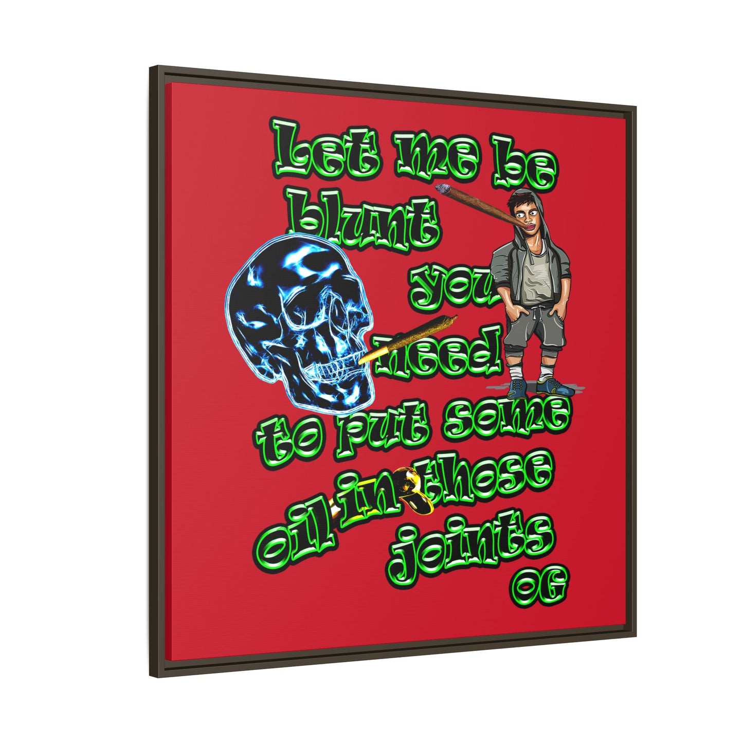 og - framed canvas art (dark red)